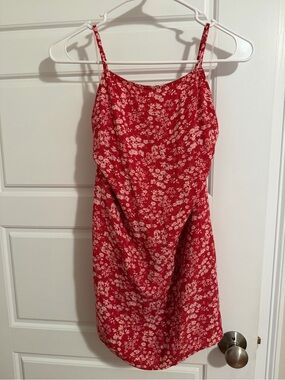 American Eagle Outfitters Red Floral Strap Dress with back tie